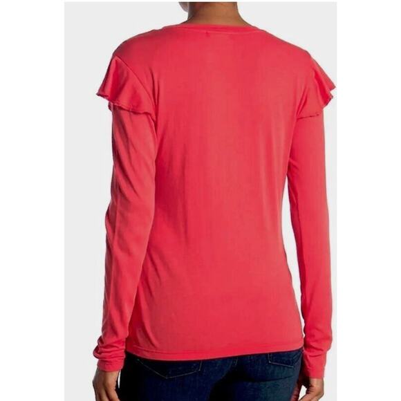 Sundry Cherry Red Ruffle Long Sleeve Tee NWT Size 2 (Medium) - Picture 10 of 10